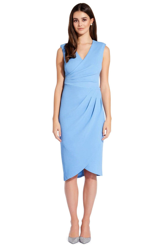 Sleeveless Sheath Dress with Draped Details - Adrianna Papell