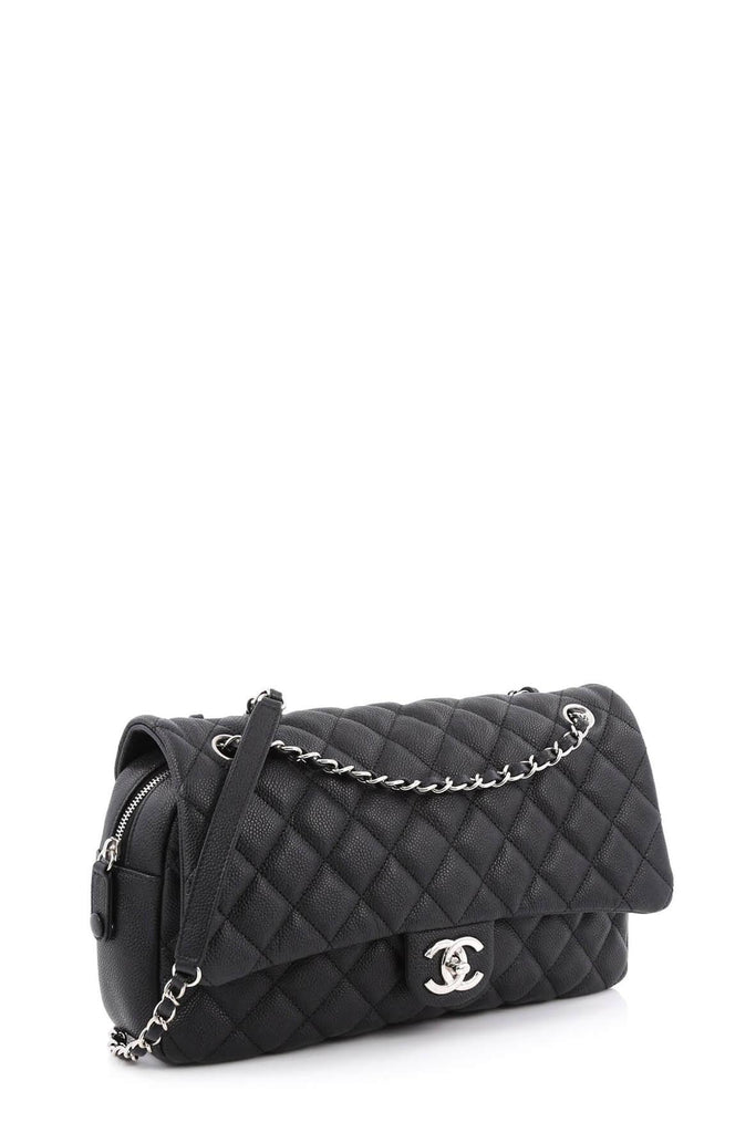 Jumbo Caviar Easy Flap Black with Silver Hardware - CHANEL