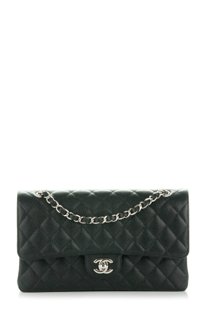 Quilted Caviar Medium Classic Flap Bag Black with Silver Hardware - CHANEL