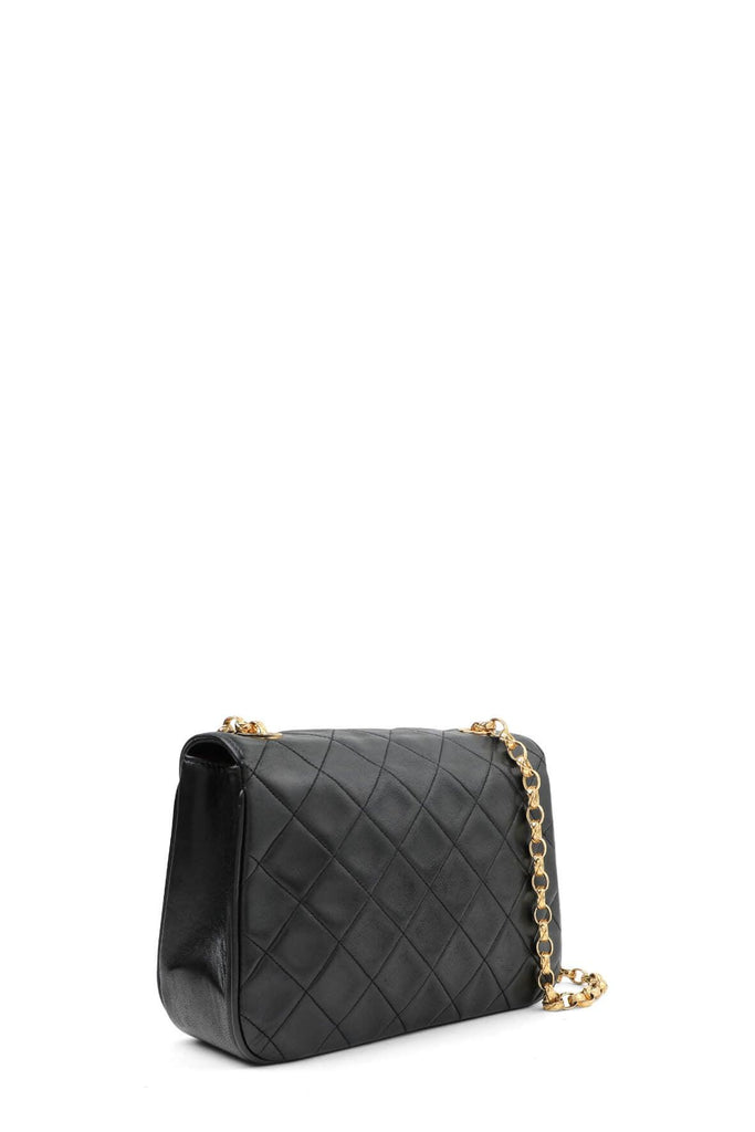 Vintage Quilted Lambskin Square Flap Bag Black - CHANEL