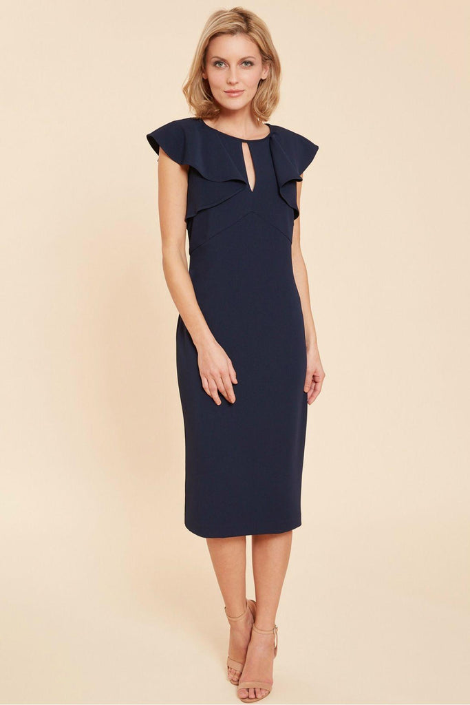 Enora Crepe Dress With Frill Sleeves - Gina Bacconi