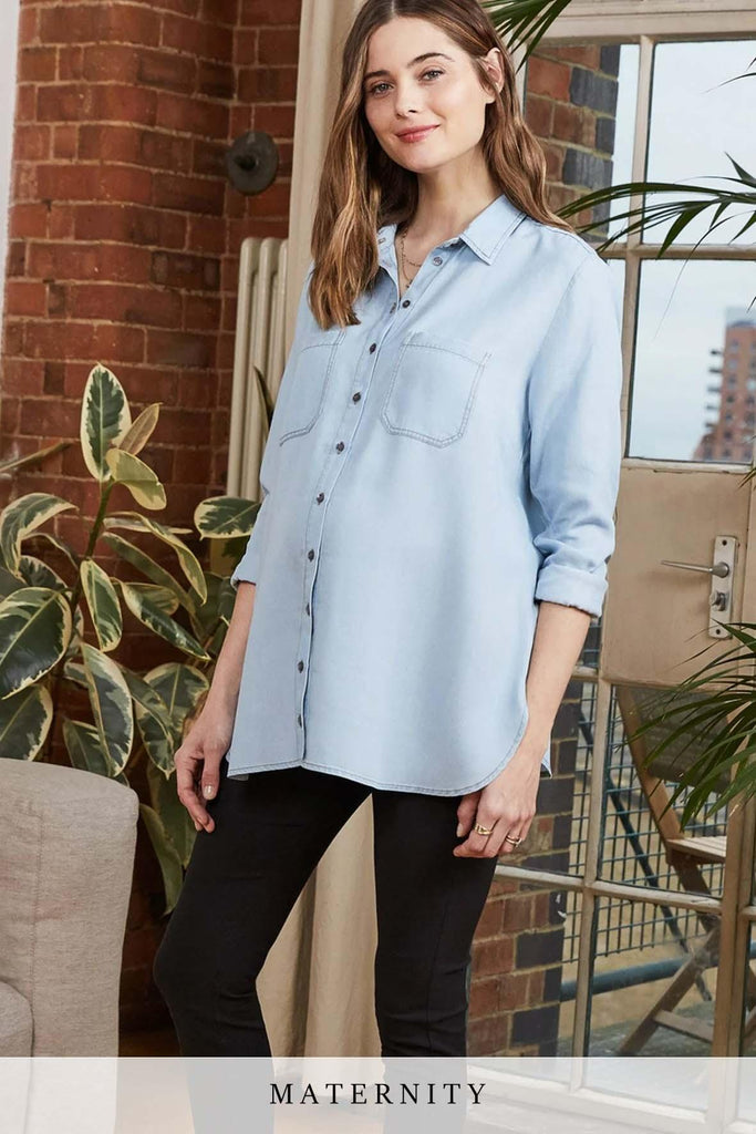 Raffa Chambray Maternity Shirt with Tencel™ - Isabella Oliver