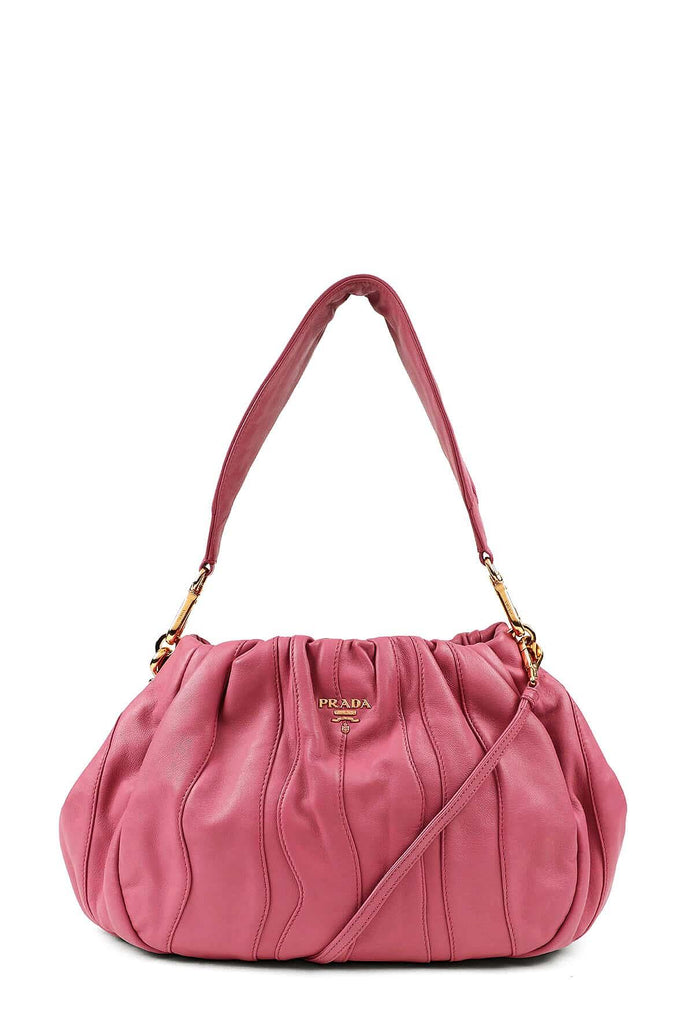 Nappa Stripes Hobo Bag Pink - Prada