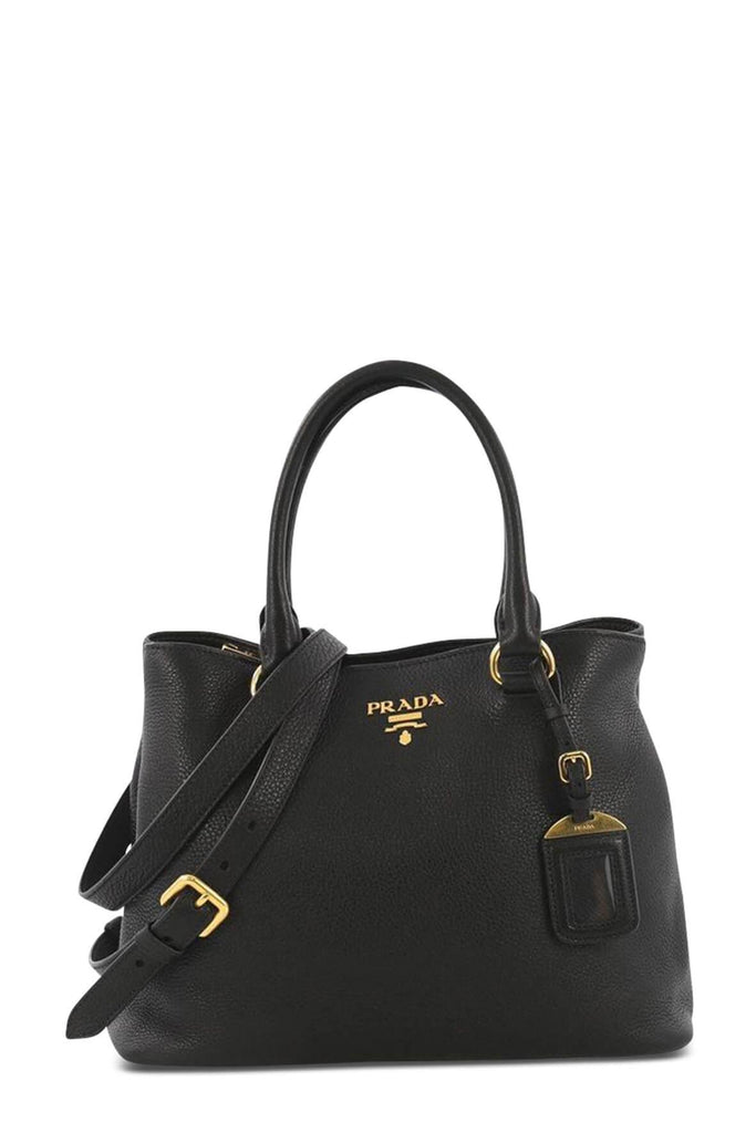 Vitello Daino Small Shopping Tote Black - Prada