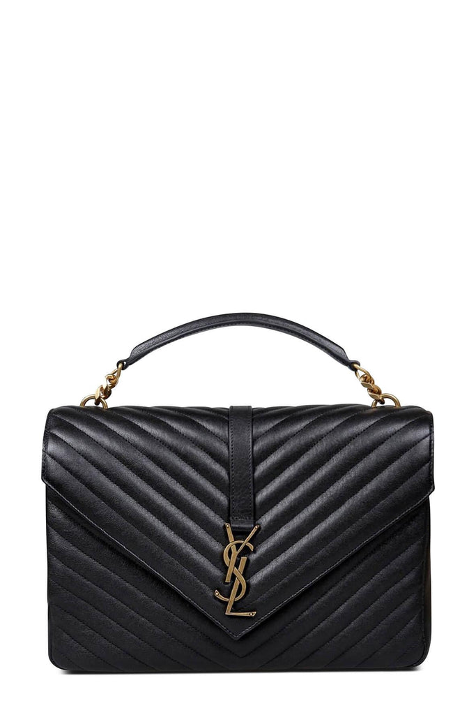 Large Monogram College Bag Black with Gold Hardware - SAINT LAURENT