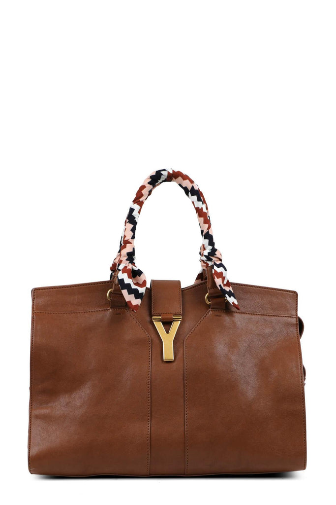 Medium Cabas Chyc Tote Cognac with Handle Wraps - SAINT LAURENT