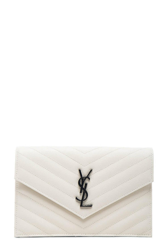 Monogram Chain Wallet Cream with Black Hardware - Saint Laurent