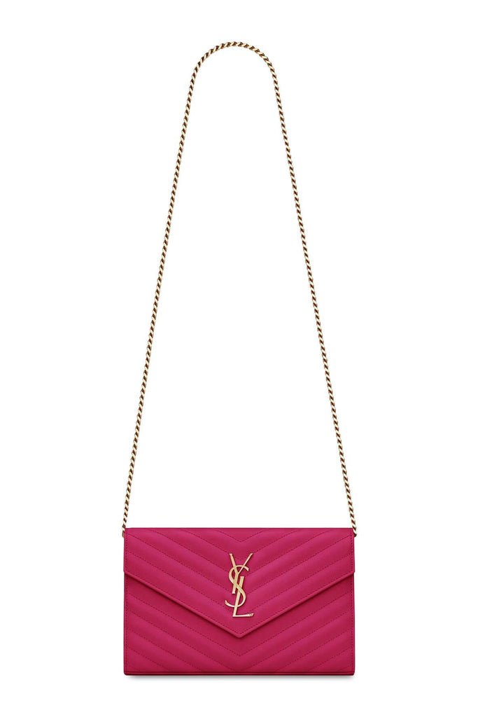 Monogram Chain Wallet Fuchsia with Gold Hardware - Saint Laurent