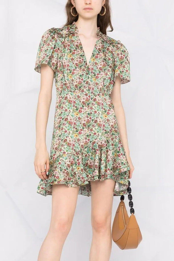 Floral-Print V-neck Dress - Sandro