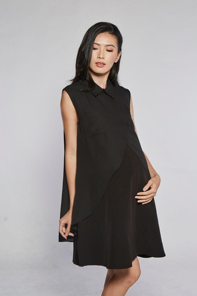 Annette Chiffon Layered Dress with Collar - Stillen Maternity