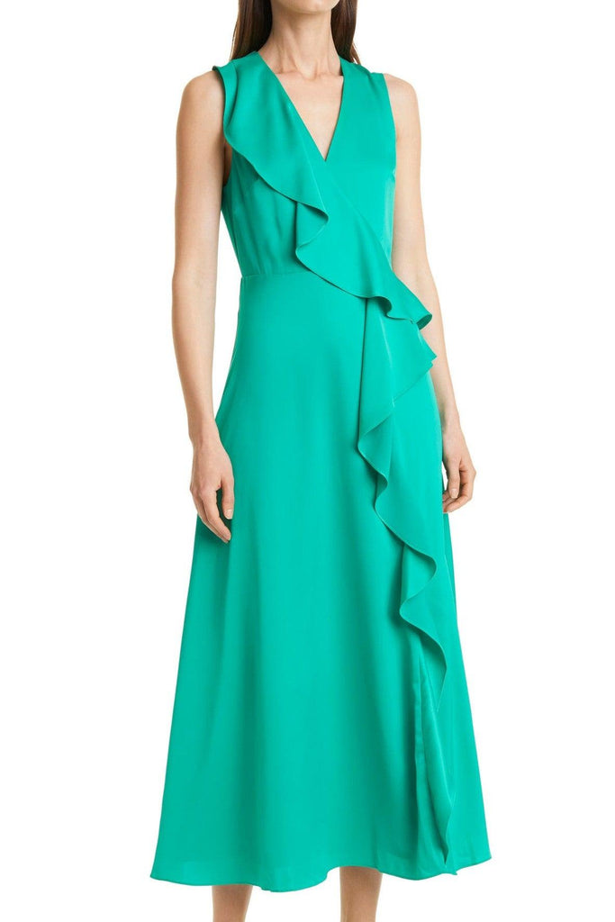 Ruffle Detail Stretch Satin Midi Dress - Ted Baker